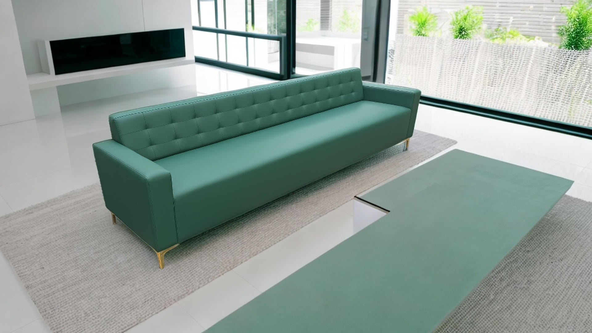 zielona sofa w salonie